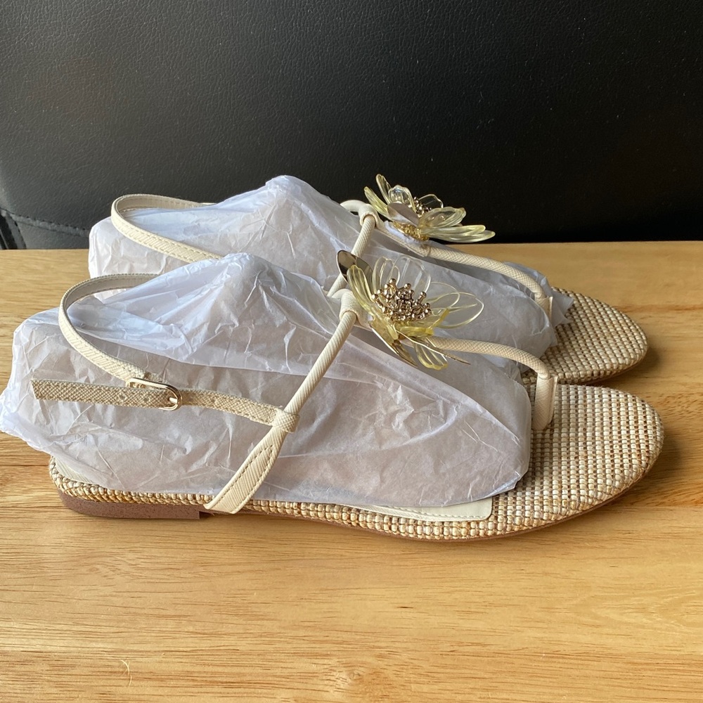 Sam Edelman Cream and Gold Floral Sandals - Picture 9 of 15